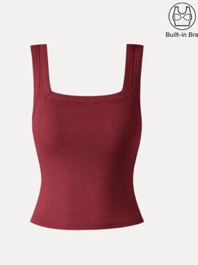 NWT OGL Slinky Square Open-Back Bra Tank Top, Red | Size Medium